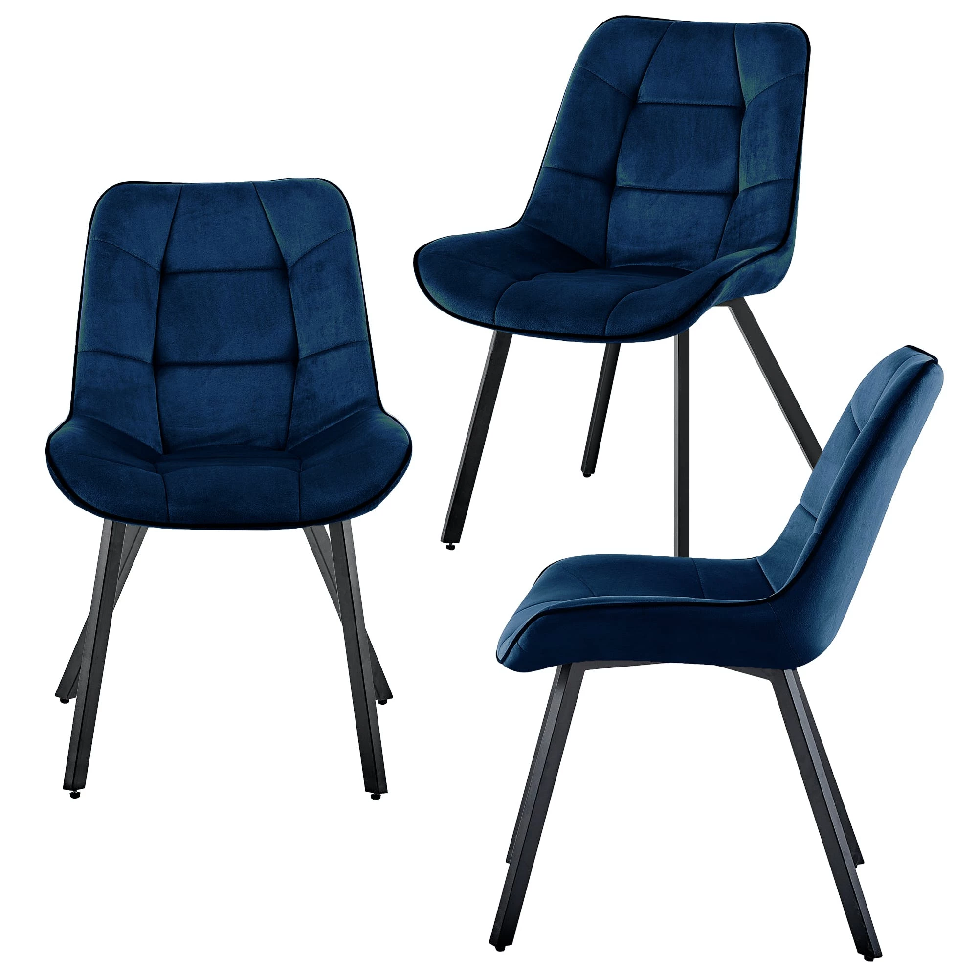 Null Samtstühle Stoffstühle Polsterstuhl Esszimmerstühle Küchenstühle Aus Samt Metallbeine 3 St. Grün – Bild 5