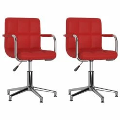 Null VidaXL Esszimmerstühle 2 Stk. Drehbar Weinrot Kunstleder