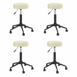 Null VidaXL Esszimmerstühle 4 Stk. Drehbar Creme Samt