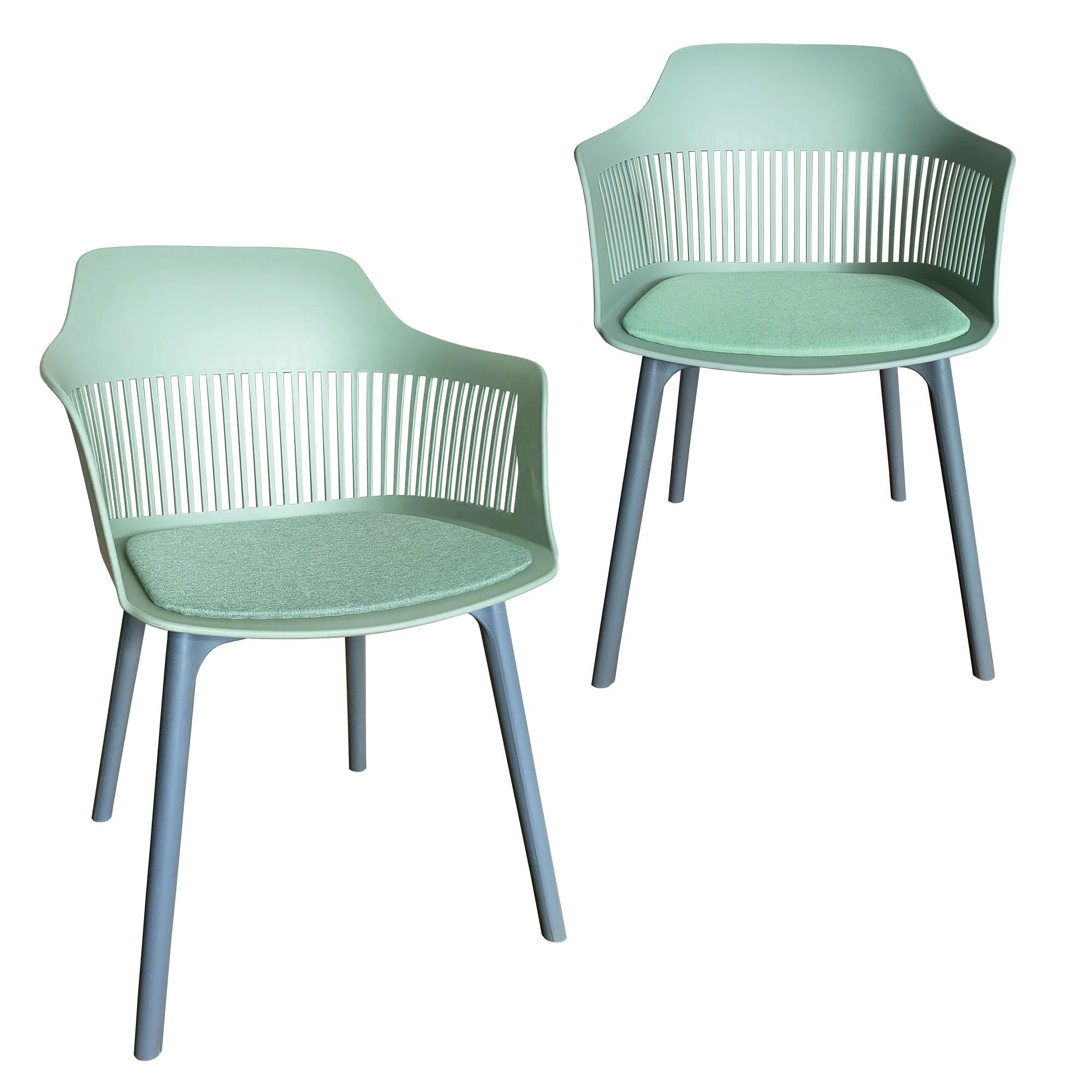 Null Trisens Moderner Gartenstuhl In Eleganter Optik - Bequeme Esszimmerstühle Pflegeleichte Terrassenmöbel Für Den Außen- Und Innenbereich 2 St. Grün