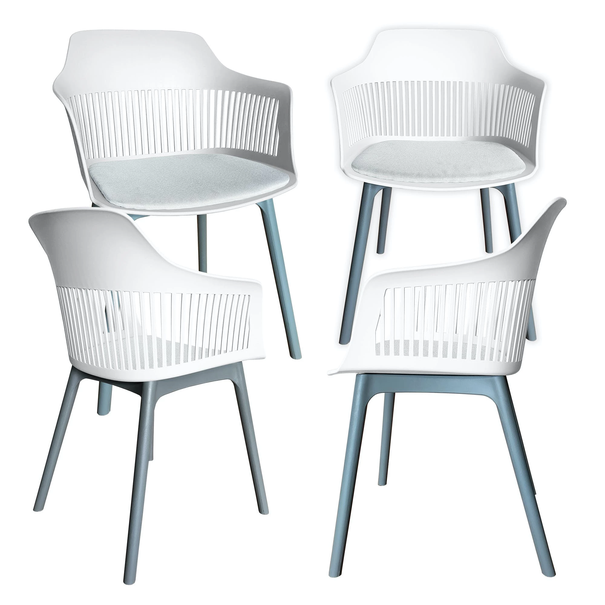 Null Trisens Moderner Gartenstuhl In Eleganter Optik - Bequeme Esszimmerstühle Pflegeleichte Terrassenmöbel Für Den Außen- Und Innenbereich 2 St. Grau – Bild 2