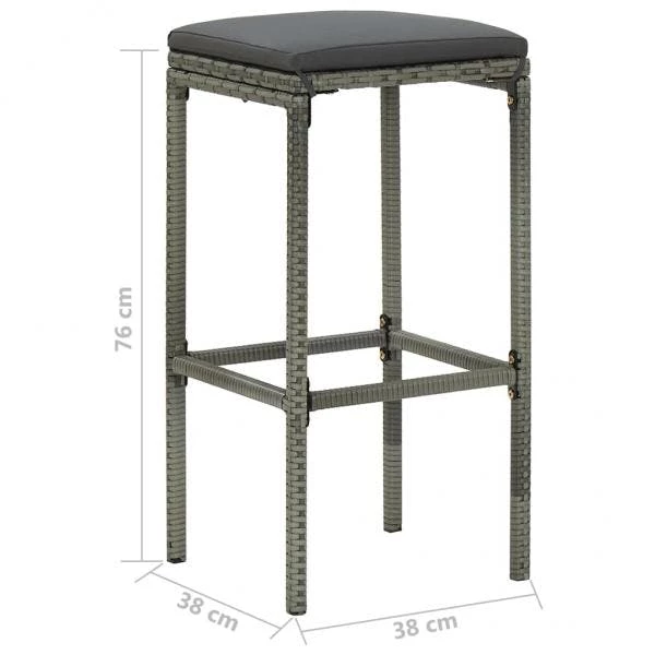 Null Barhocker Mit Kissen 2 Stk. Grau Poly Rattan – Bild 6