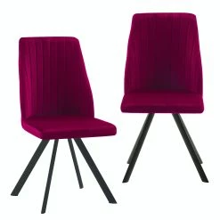 Null Esszimmerstühle Küchenstuhl Polsterstuhl Design Stuhl Mit Rückenlehne, Mit Sitzfläche Aus Samt, Gestell Aus Metall 2 St. Bordeaux