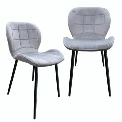Null Esszimmerstuhl, Küchenstuhl , Mit Einem Samtvelours Bezug Und Einem Metallgestell 2 St. Samt - Hellgrau