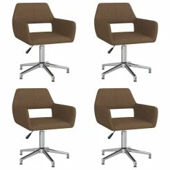Null VidaXL Esszimmerstühle 4 Stk. Drehbar Braun Stoff