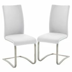 Null Raburg 2er-Set Esszimmerstuhl ARCO In WEIß, Kunstleder, Gestell SILBER