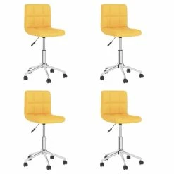 Null VidaXL Esszimmerstühle 4 Stk. Drehbar Senfgelb Stoff