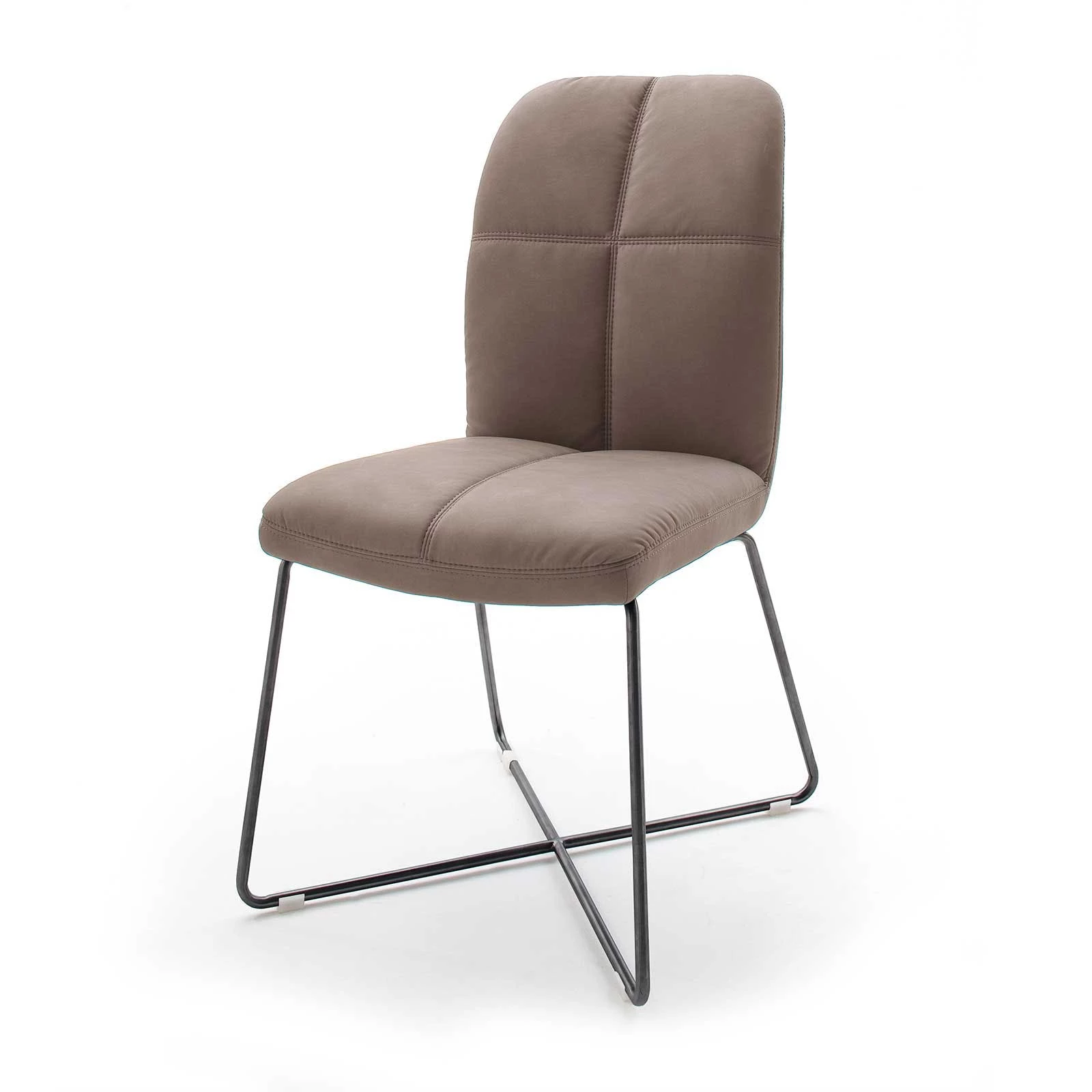 Null Stuhl 2er Set In Braun X- Kufengesgtell In Anthrazit Lackiert – Bild 2