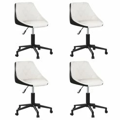 Null VidaXL Esszimmerstühle 4 Stk. Drehbar Weiß Und Schwarz Kunstleder