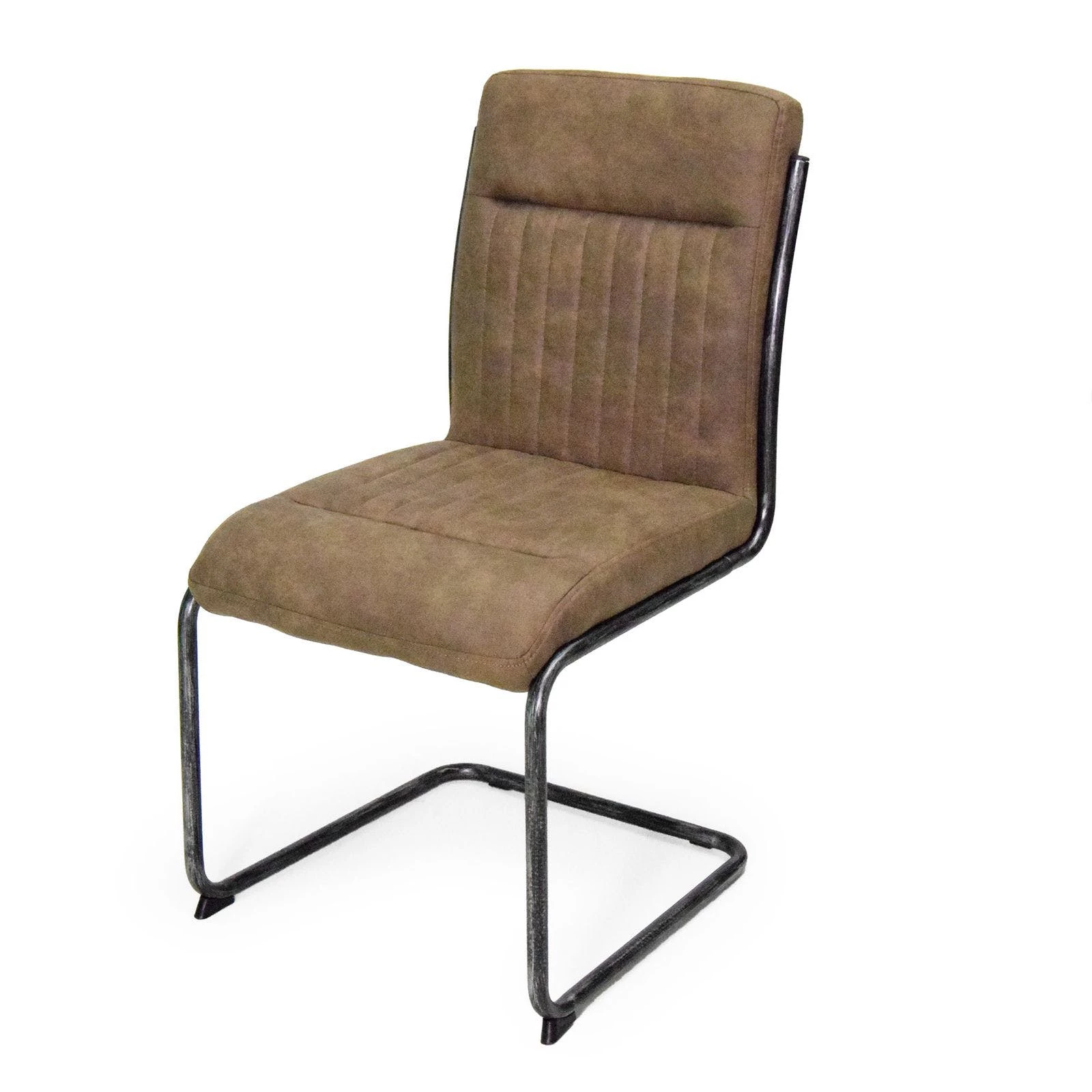 Null Schwingstuhl 2er Set In Braun / Schwingrahmen Edelstahl Gebürstet – Bild 5