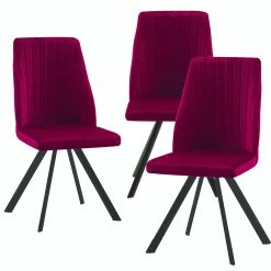 Null Esszimmerstühle Küchenstuhl Polsterstuhl Design Stuhl Mit Rückenlehne, Mit Sitzfläche Aus Samt, Gestell Aus Metall 3 St. Bordeaux