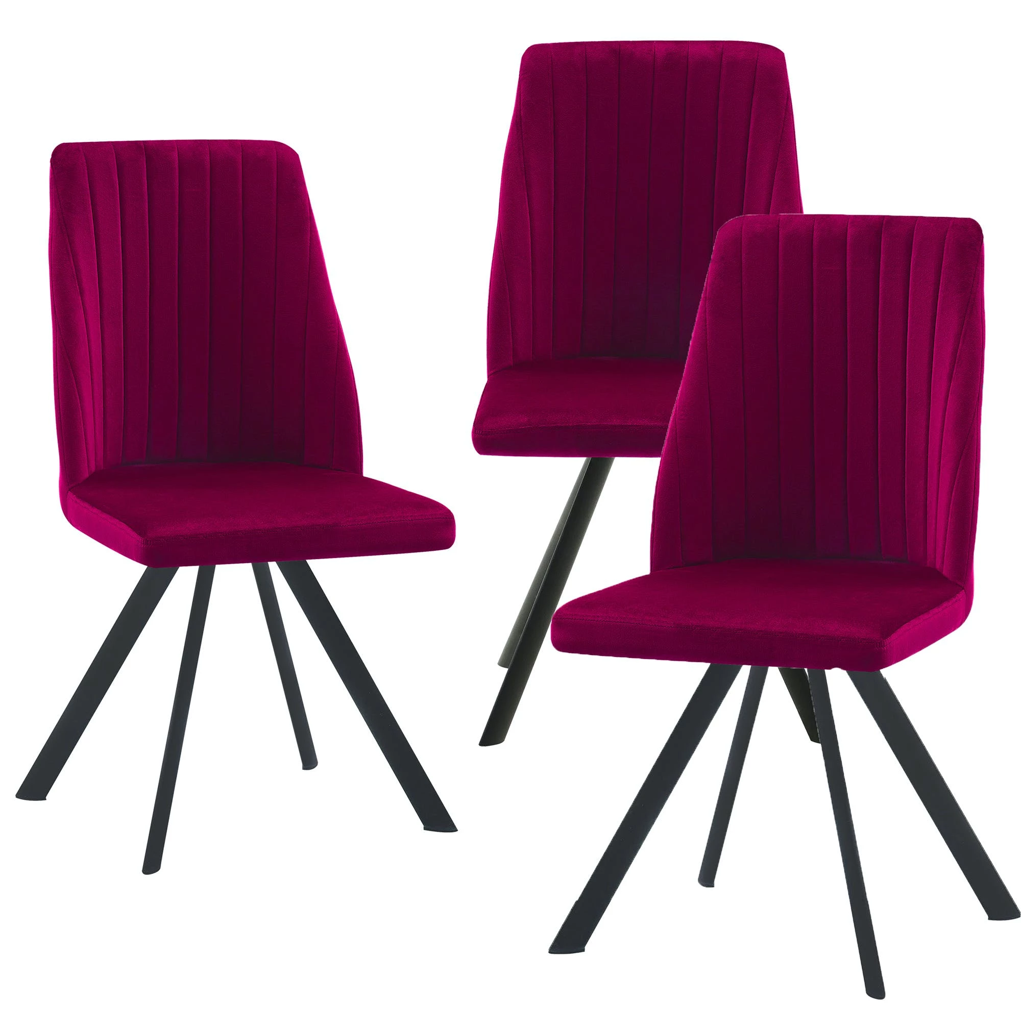 Null Esszimmerstühle Küchenstuhl Polsterstuhl Design Stuhl Mit Rückenlehne, Mit Sitzfläche Aus Samt, Gestell Aus Metall 3 St. Bordeaux