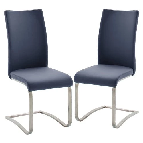 Null Raburg 2er-Set Esszimmerstuhl ARCO In WEIß, Echtleder, Gestell SILBER – Bild 5