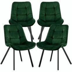 Null Samtstühle Stoffstühle Polsterstuhl Esszimmerstühle Küchenstühle Aus Samt Metallbeine 4 St. Grün