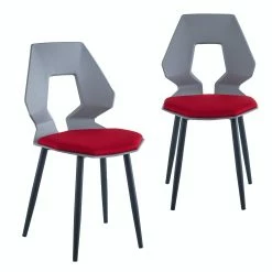 Null 2er 4er Set Design Stühle Esszimmerstühle Küchenstühle Wohnzimmerstuhl Bürostuhl Kunststoff 2 St. Grau / Bordeaux
