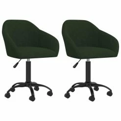 Null VidaXL Esszimmerstühle 2 Stk. Drehbar Dunkelgrün Samt