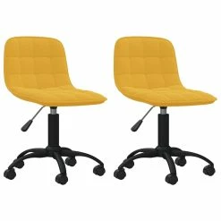 Null VidaXL Esszimmerstühle 2 Stk. Drehbar Senfgelb Samt