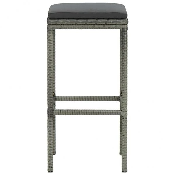 Null Barhocker Mit Kissen 2 Stk. Grau Poly Rattan – Bild 5