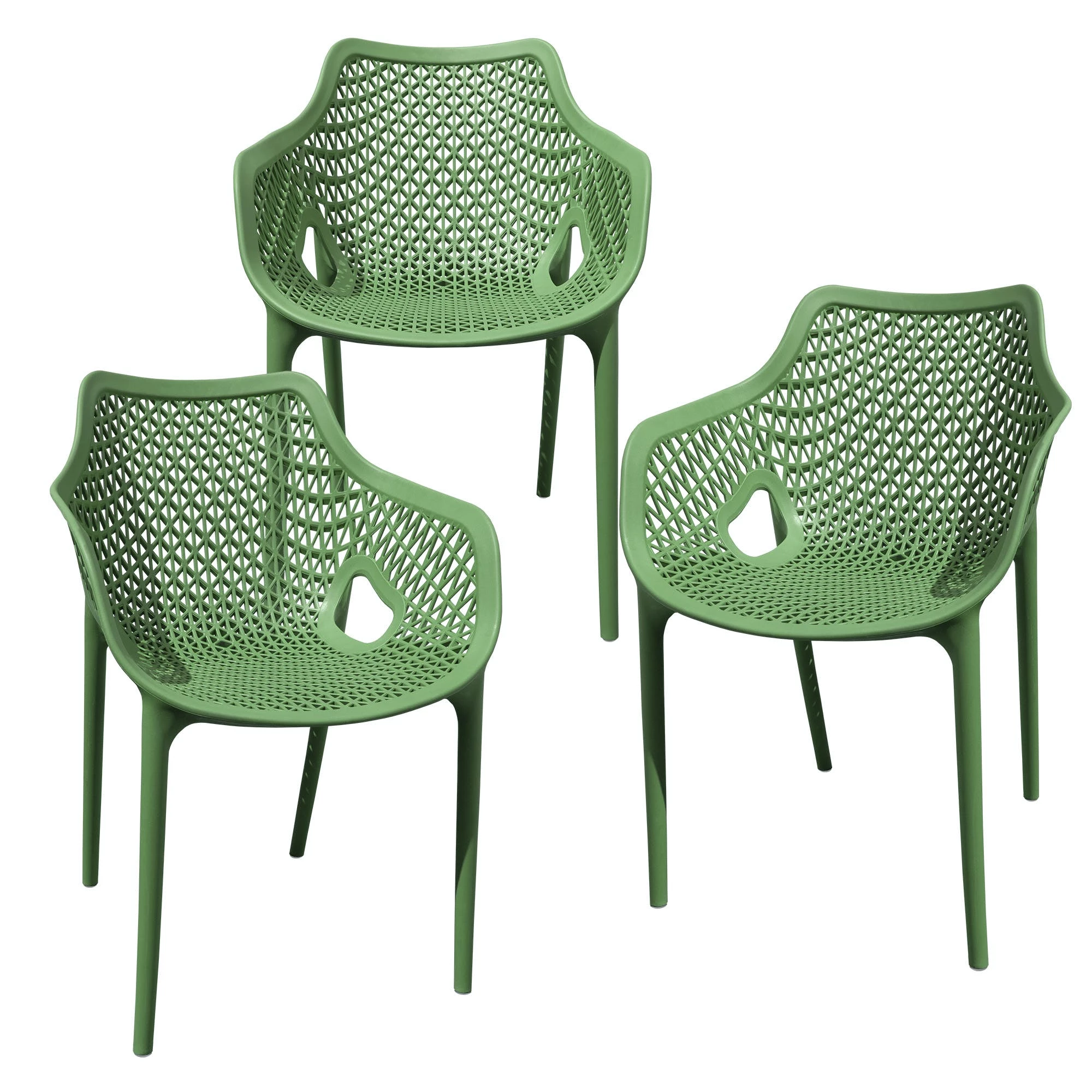 Null Gartensessel Gartenstuhl Kunststoff Stapelstuhl Armlehne Küchenstuhl Bistrostuhl 3 St. Weiß – Bild 4