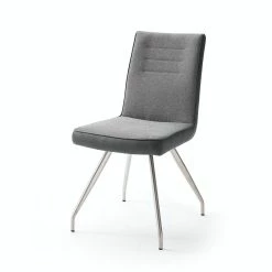 Null Stuhl Alessia E Grau Im 2er Set 4-Fuß Gestell Oval Konisch Edelstahl