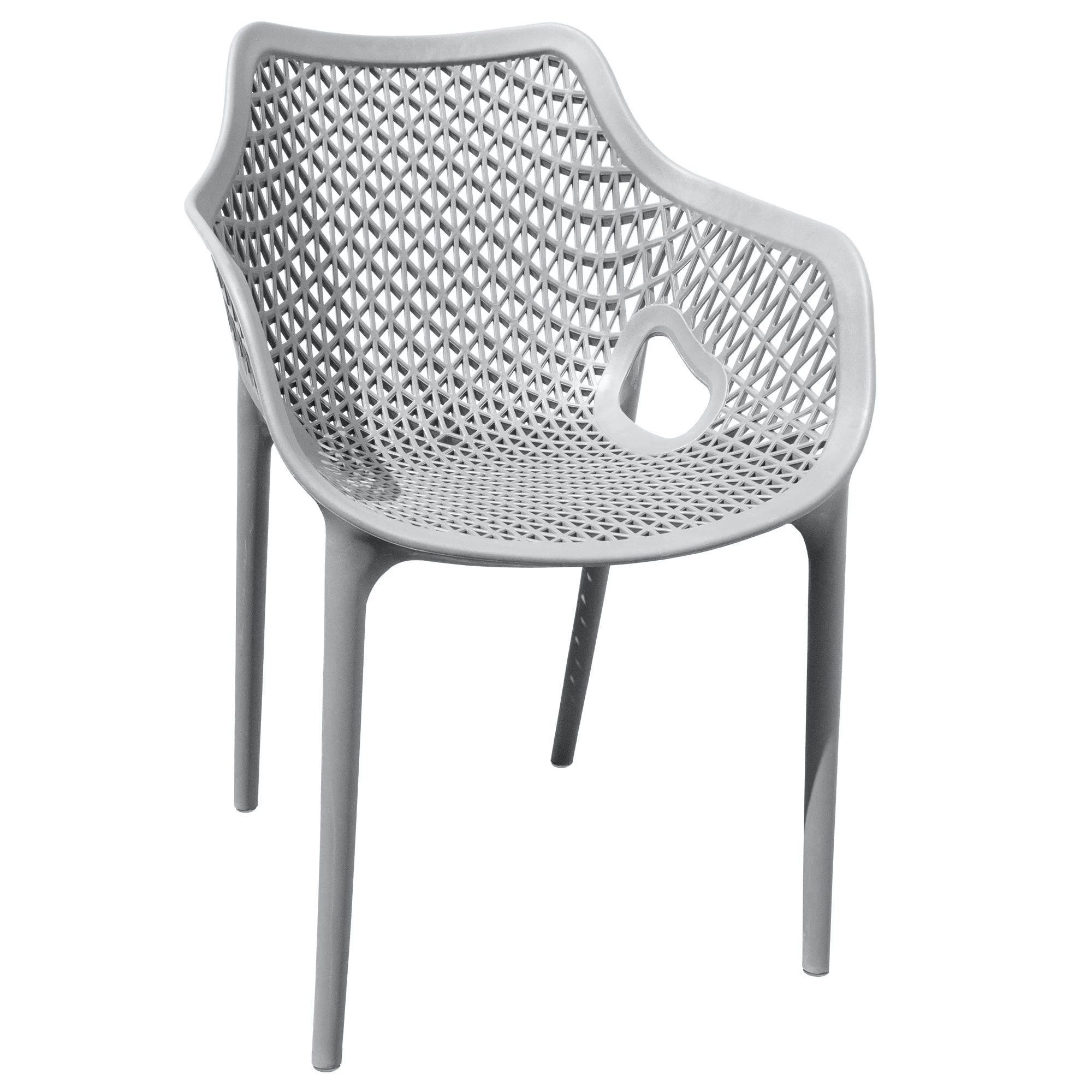 Null Gartensessel Gartenstuhl Kunststoff Stapelstuhl Armlehne Küchenstuhl Bistrostuhl 1 St. Grau