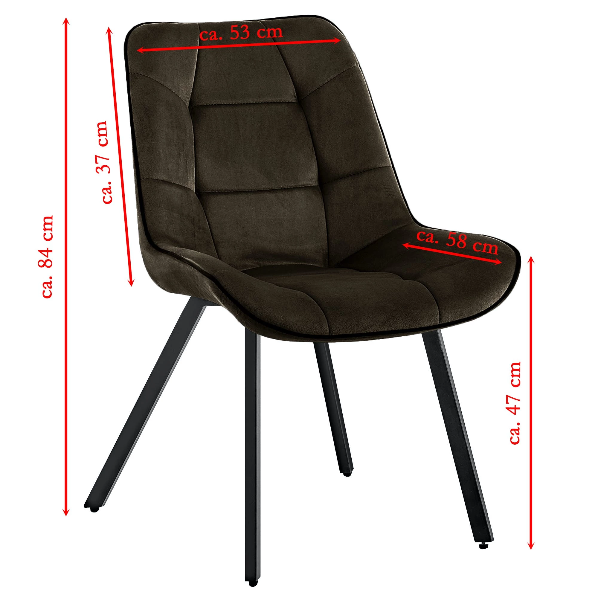 Null Samtstühle Stoffstühle Polsterstuhl Esszimmerstühle Küchenstühle Aus Samt Metallbeine 4 St. Braun – Bild 6