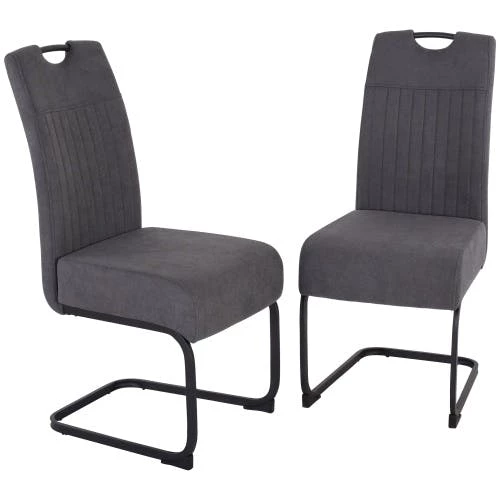 Null Raburg Louming 2er Set Freischwinger MARGIE, Stoff, Grau, Gestell: Schwarz