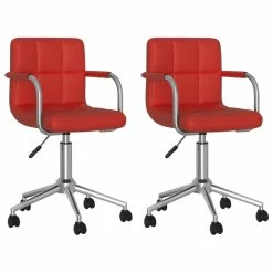 Null VidaXL Esszimmerstühle 2 Stk. Drehbar Weinrot Kunstleder