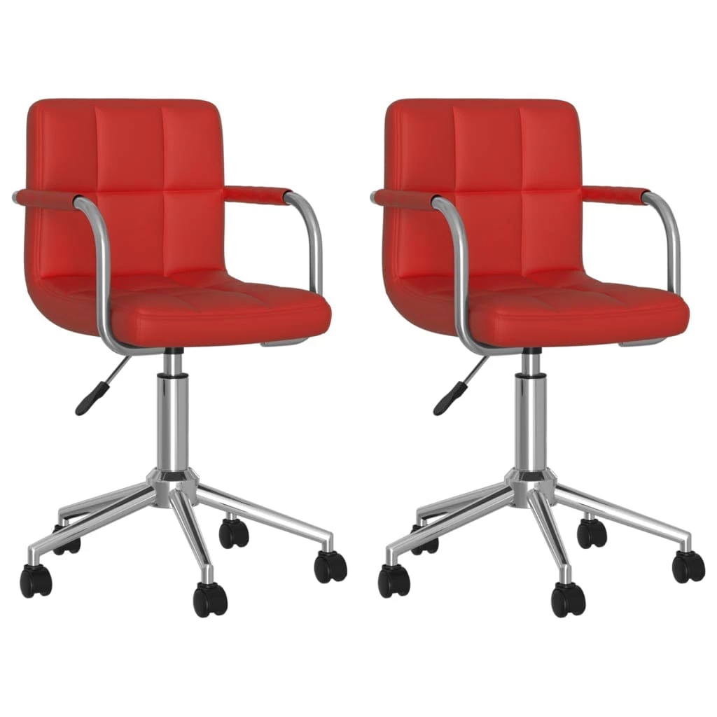 Null VidaXL Esszimmerstuhl Drehbar Weinrot Kunstleder – Bild 4