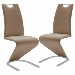 Null Raburg 2er-Set Esszimmerstuhl AMADO In CAPPUCCINO, Kunstleder, Gestell CHROME
