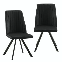 Null Esszimmerstühle Küchenstuhl Polsterstuhl Design Stuhl Mit Rückenlehne, Mit Sitzfläche Aus Samt, Gestell Aus Metall 2 St. Schwarz