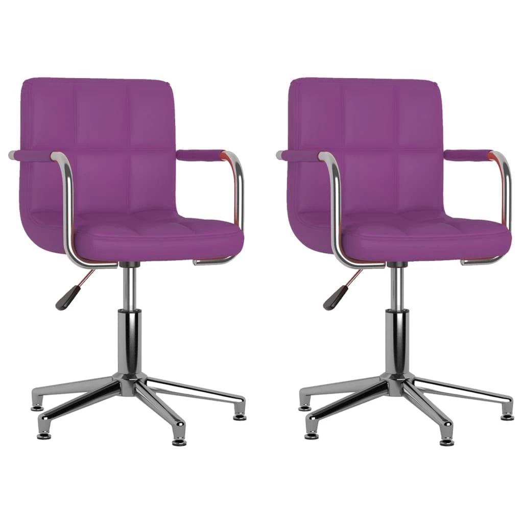 Null VidaXL Esszimmerstühle 4 Stk. Drehbar Lila Kunstleder – Bild 3