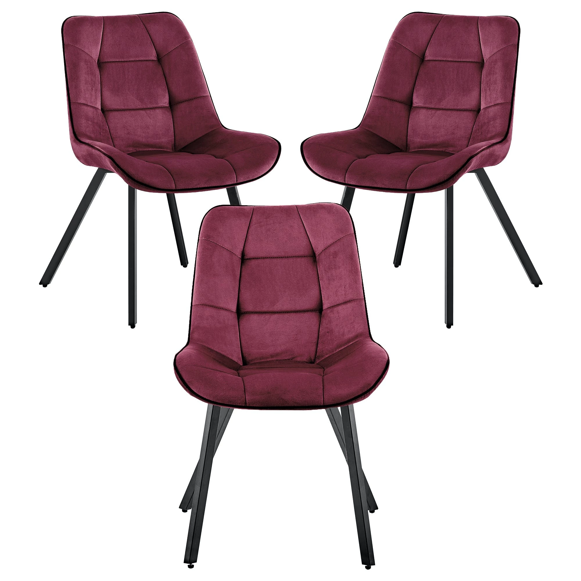 Null Samtstühle Stoffstühle Polsterstuhl Esszimmerstühle Küchenstühle Aus Samt Metallbeine 4 St. Bordeaux – Bild 4