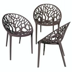 Null Gartenstuhl Kunststoff Stapelstuhl Bistrostuhl Küchenstuhl Stuhl Stapelbar 3 St. Braun