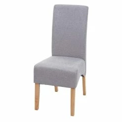 Null Esszimmerstuhl Latina, Küchenstuhl Stuhl, Stoff/Textil ~ Hellgrau, Helle Beine