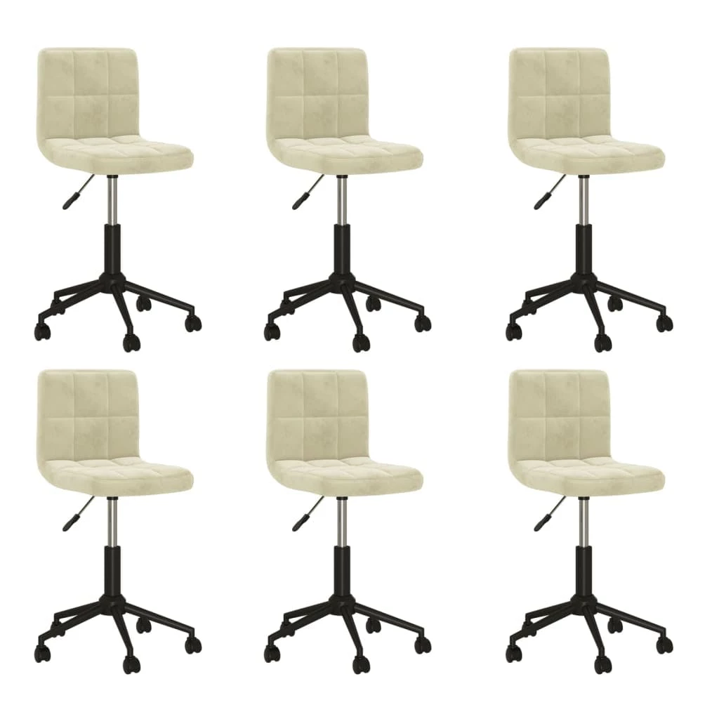 Null VidaXL Esszimmerstühle 6 Stk. Drehbar Creme Samt – Bild 4