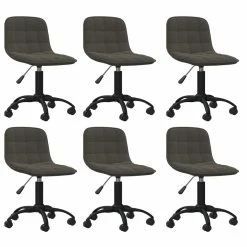 Null VidaXL Esszimmerstühle 6 Stk. Drehbar Dunkelgrau Samt