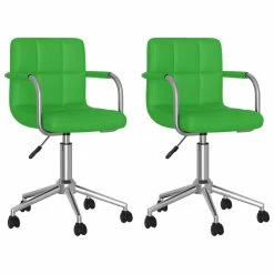 Null VidaXL Esszimmerstühle 2 Stk. Drehbar Grün Kunstleder