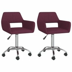 Null VidaXL Esszimmerstühle 2 Stk. Drehbar Lila Stoff