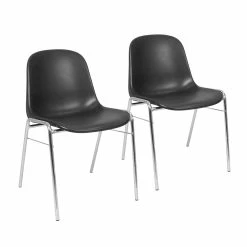 Null 2 Kunststoffschalenstühle, Schwarz, Verchromtes Untergestell, BxTxH 495x520x770 Mm