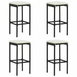 Null Barhocker Mit Kissen 4 Stk. Schwarz Poly Rattan
