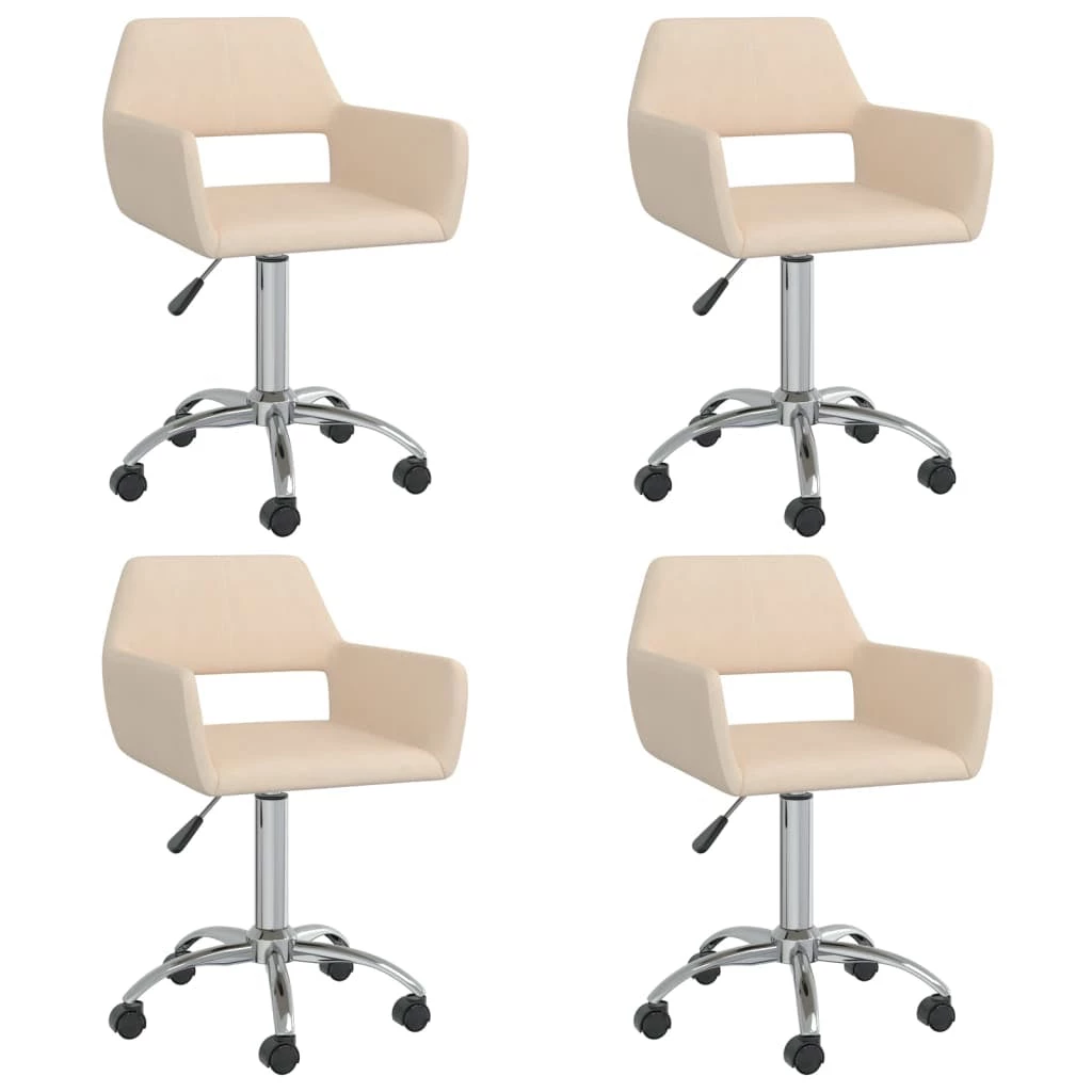 Null VidaXL Esszimmerstühle 4 Stk. Drehbar Creme Stoff – Bild 5
