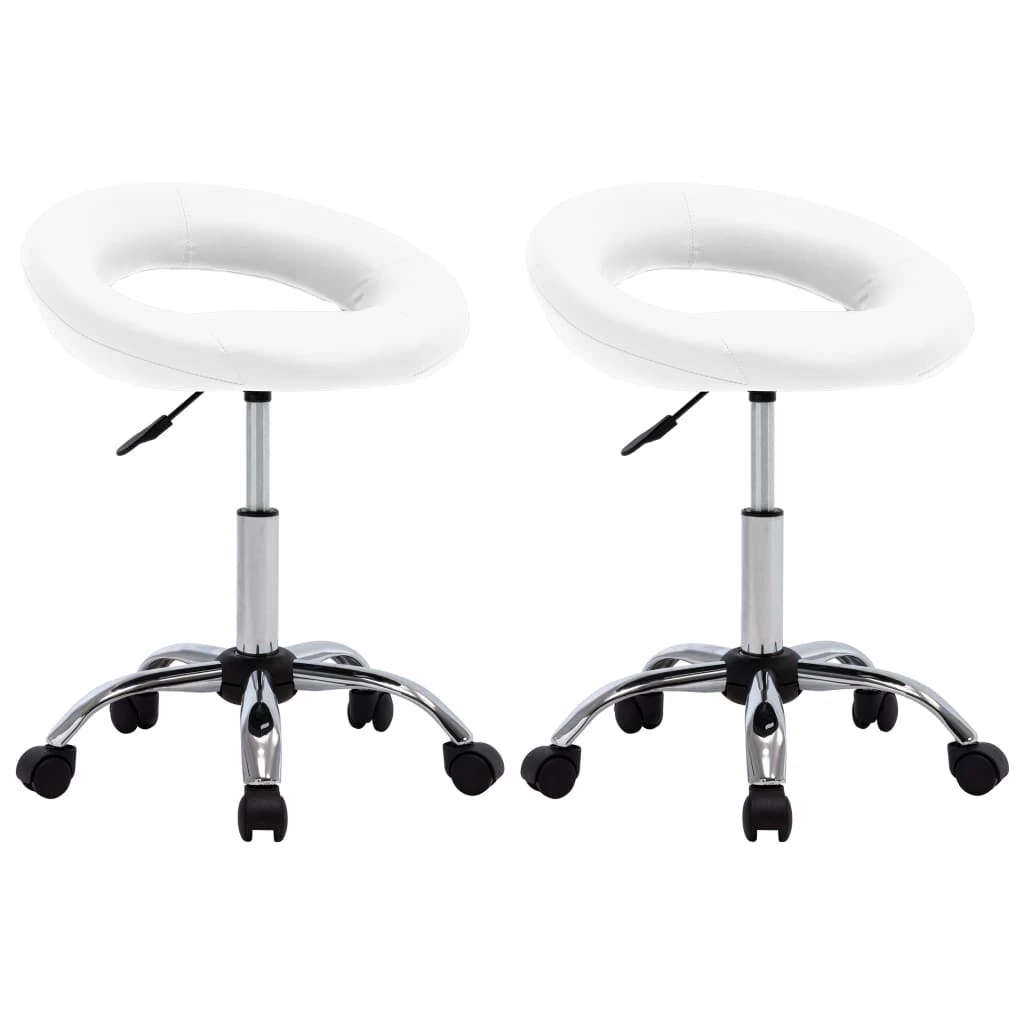 Null VidaXL Esszimmerstühle 2 Stk. Drehbar Weiß Kunstleder