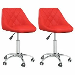 Null VidaXL Esszimmerstühle 2 Stk. Drehbar Rot Kunstleder