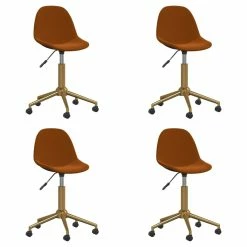 Null VidaXL Esszimmerstühle 4 Stk. Drehbar Braun Samt