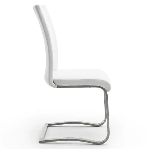 Null Raburg 2er-Set Esszimmerstuhl ARCO In WEIß, Kunstleder, Gestell SILBER – Bild 7