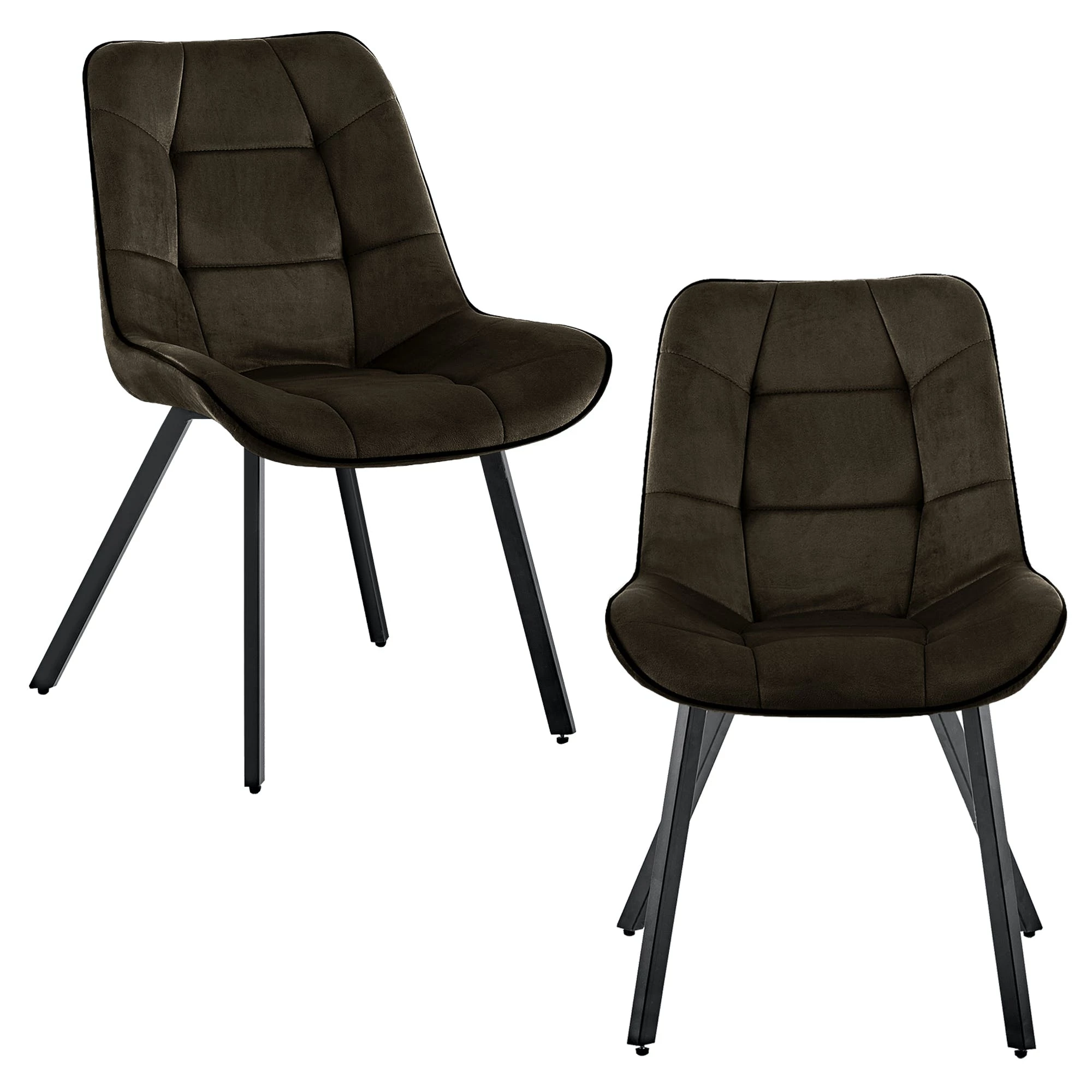 Null Samtstühle Stoffstühle Polsterstuhl Esszimmerstühle Küchenstühle Aus Samt Metallbeine 4 St. Braun – Bild 2