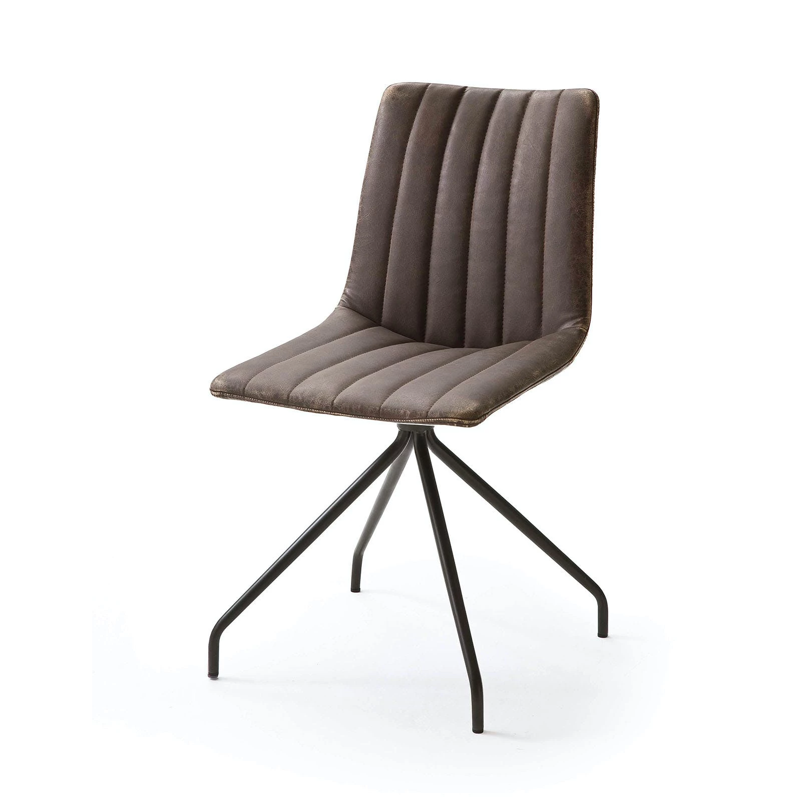 Null Stuhl Alessia G Vintage Braun Im 2er Set Stativgestell Rund Anthrazit – Bild 2