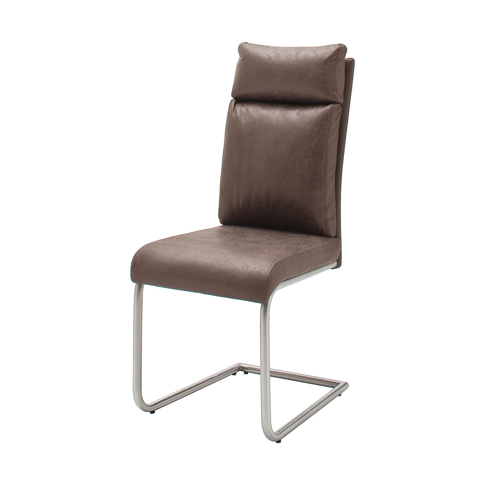 Null Schwingstuhl 2er Set In Braun / Schwingrahmen Edelstahl Gebürstet – Bild 4