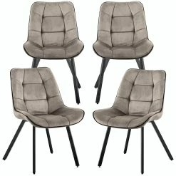 Null Samtstühle Stoffstühle Polsterstuhl Esszimmerstühle Küchenstühle Aus Samt Metallbeine 4 St. Taupe